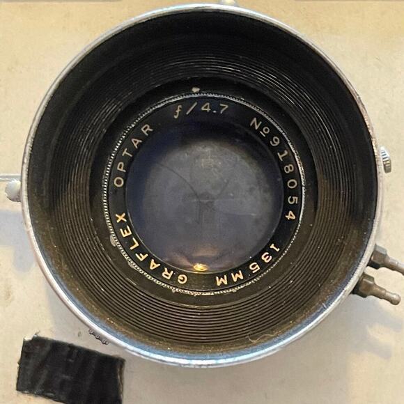 VTG Graflex Crown Graphic 4x5 Large Format Camera With Graflex Optar 135mm Lens - Picture 3 of 12